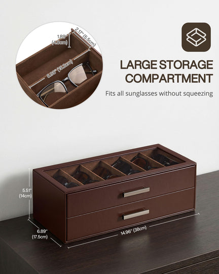 Glasses & Sunglasses Organizer Box with Clear Glass Lid