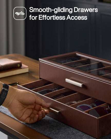 Glasses & Sunglasses Organizer Box with Clear Glass Lid