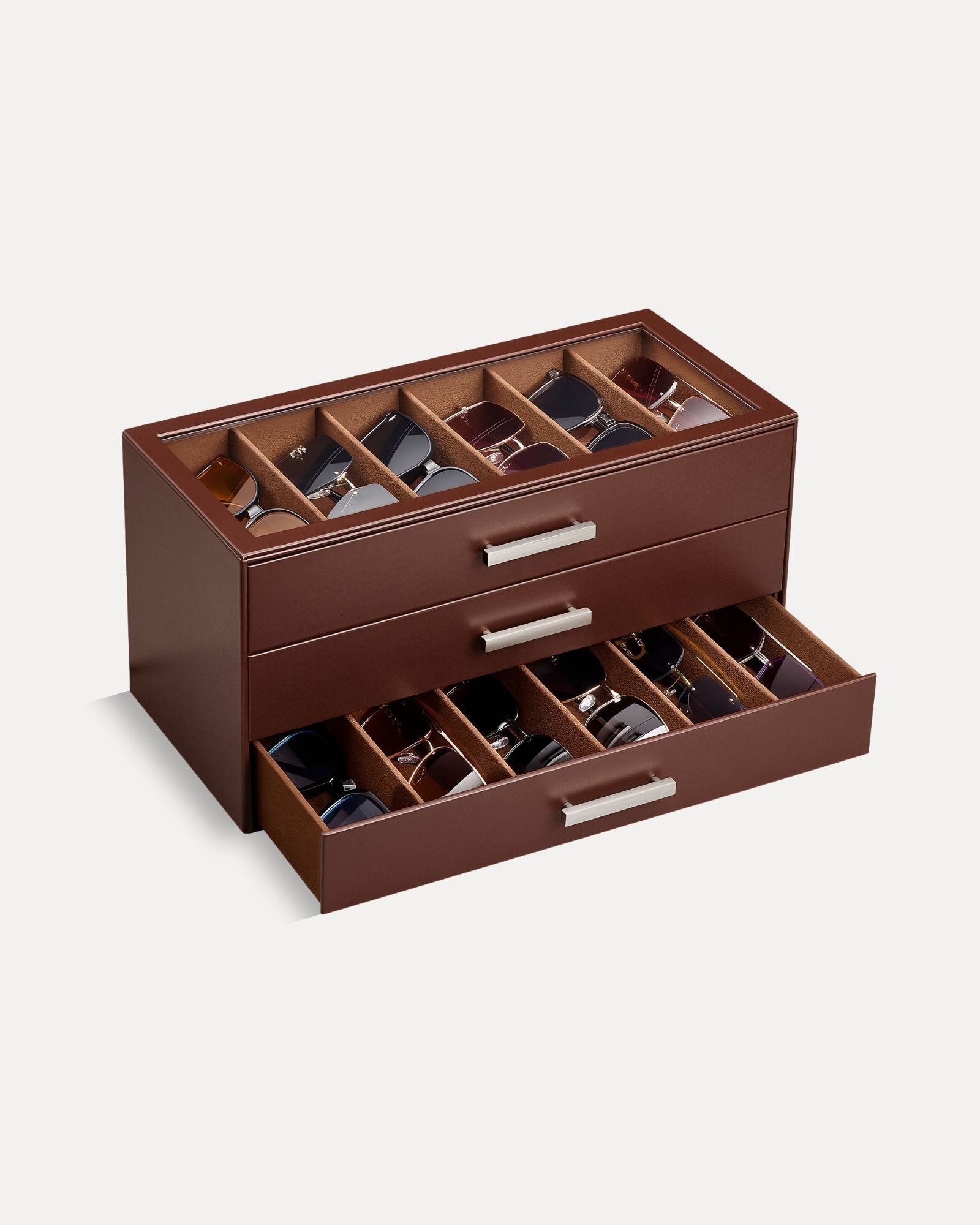 Glasses & Sunglasses Organizer Box with Clear Glass Lid