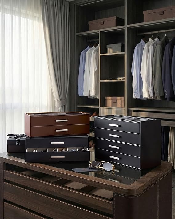 Glasses & Sunglasses Organizer Box with Clear Glass Lid