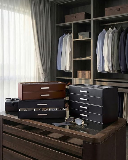 Glasses & Sunglasses Organizer Box with Clear Glass Lid