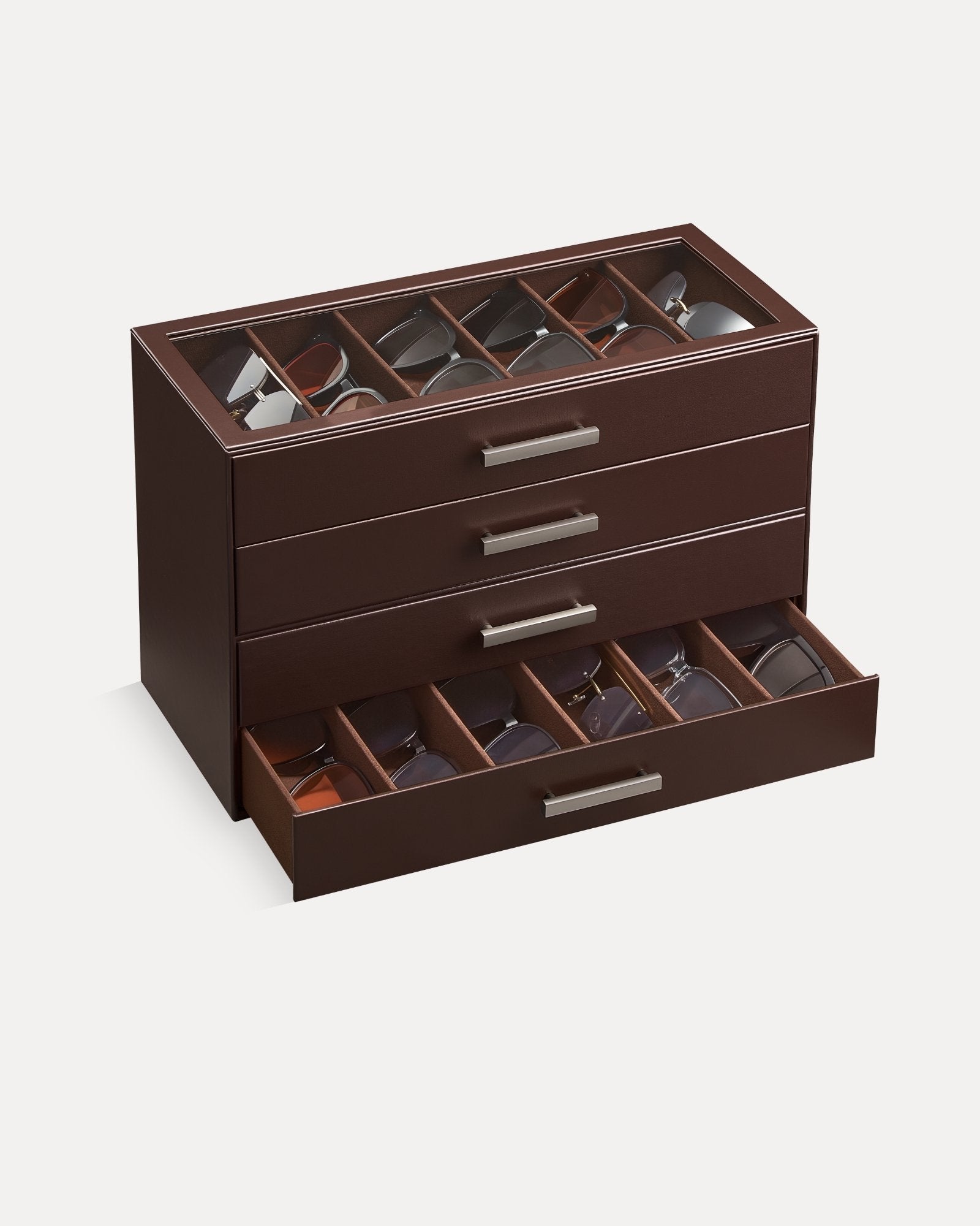 Glasses & Sunglasses Organizer Box with Clear Glass Lid