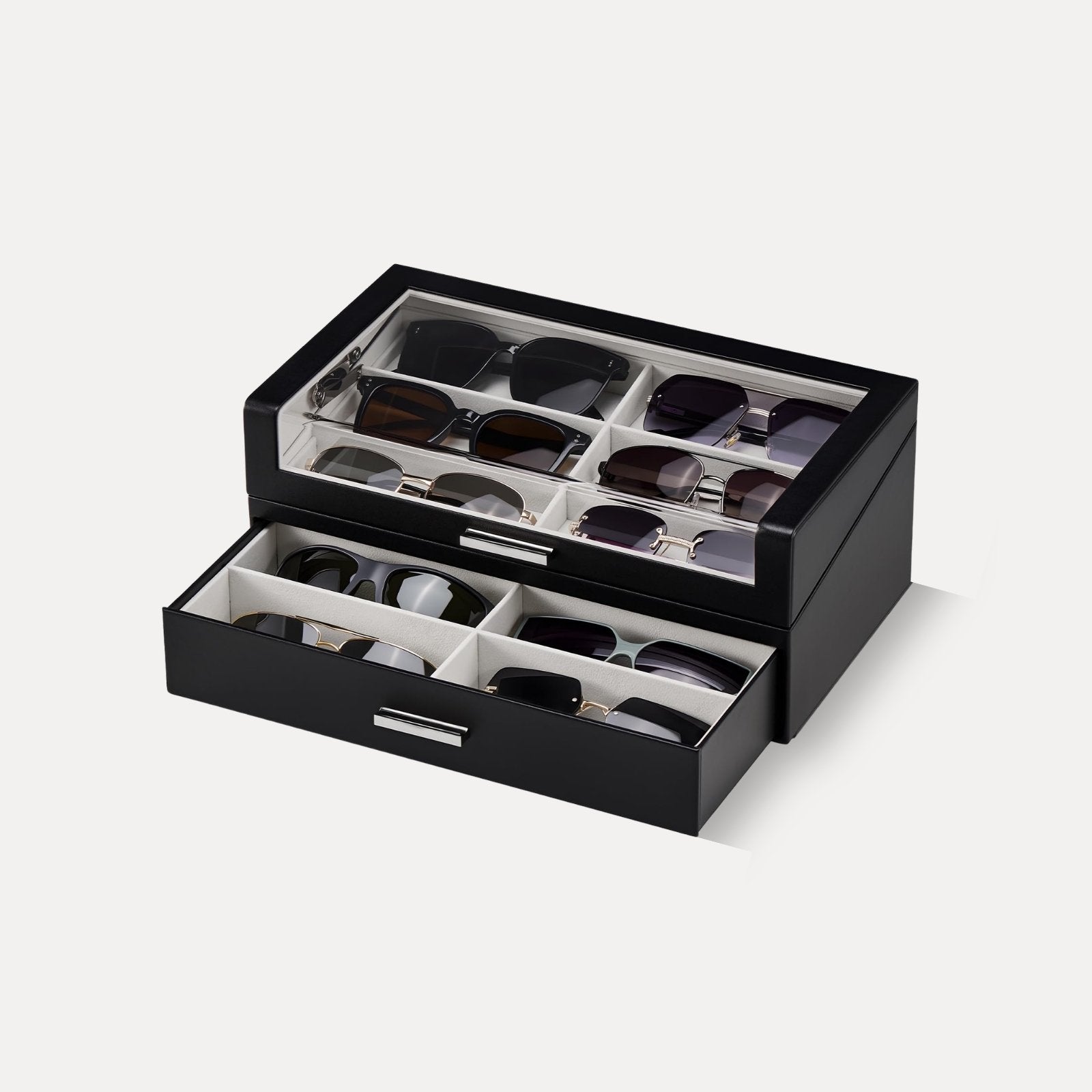 Wooden Sunglasses Box with Clear Top Window