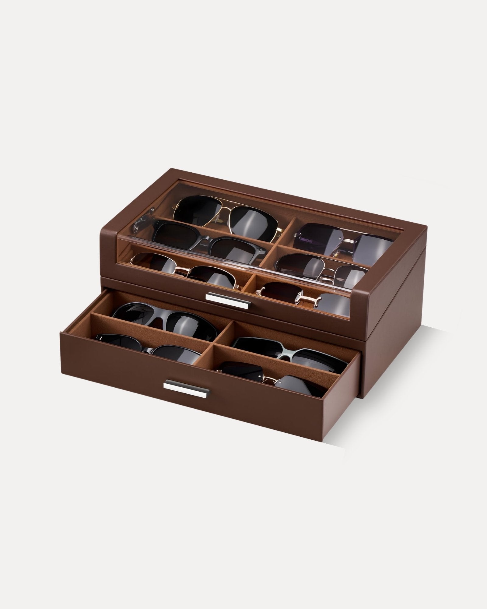 Wooden Sunglasses Box with Clear Top Window
