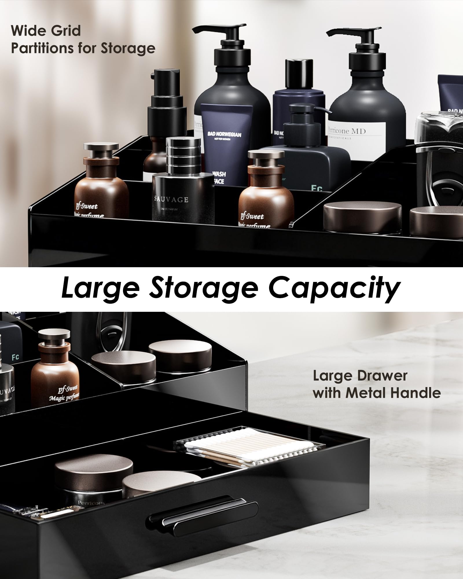 Acrylic Countertop Storage Box with Drawer