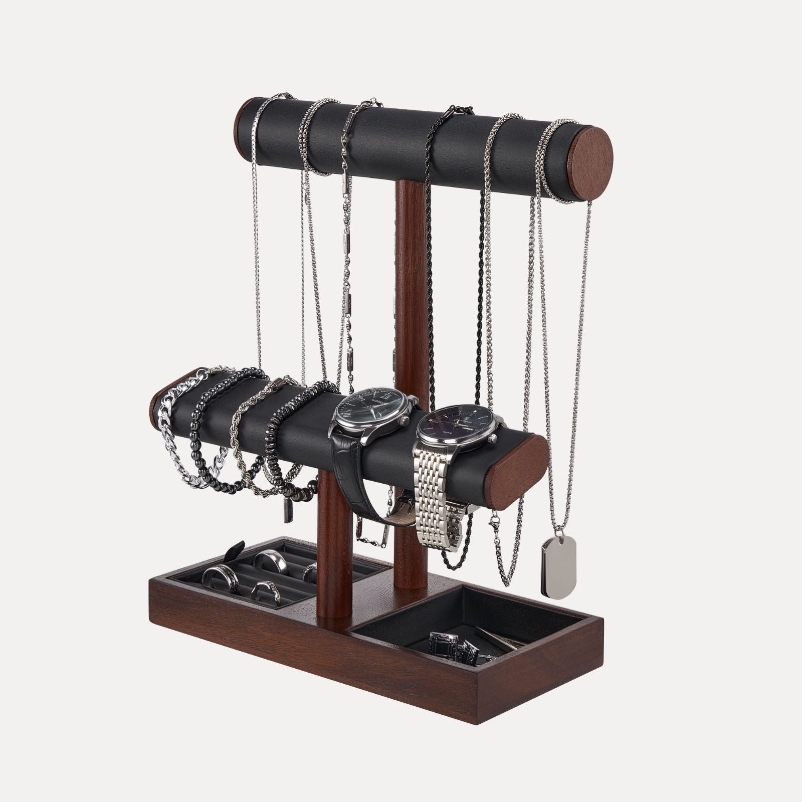 Wooden T-Bar Jewelry Organizer Stand