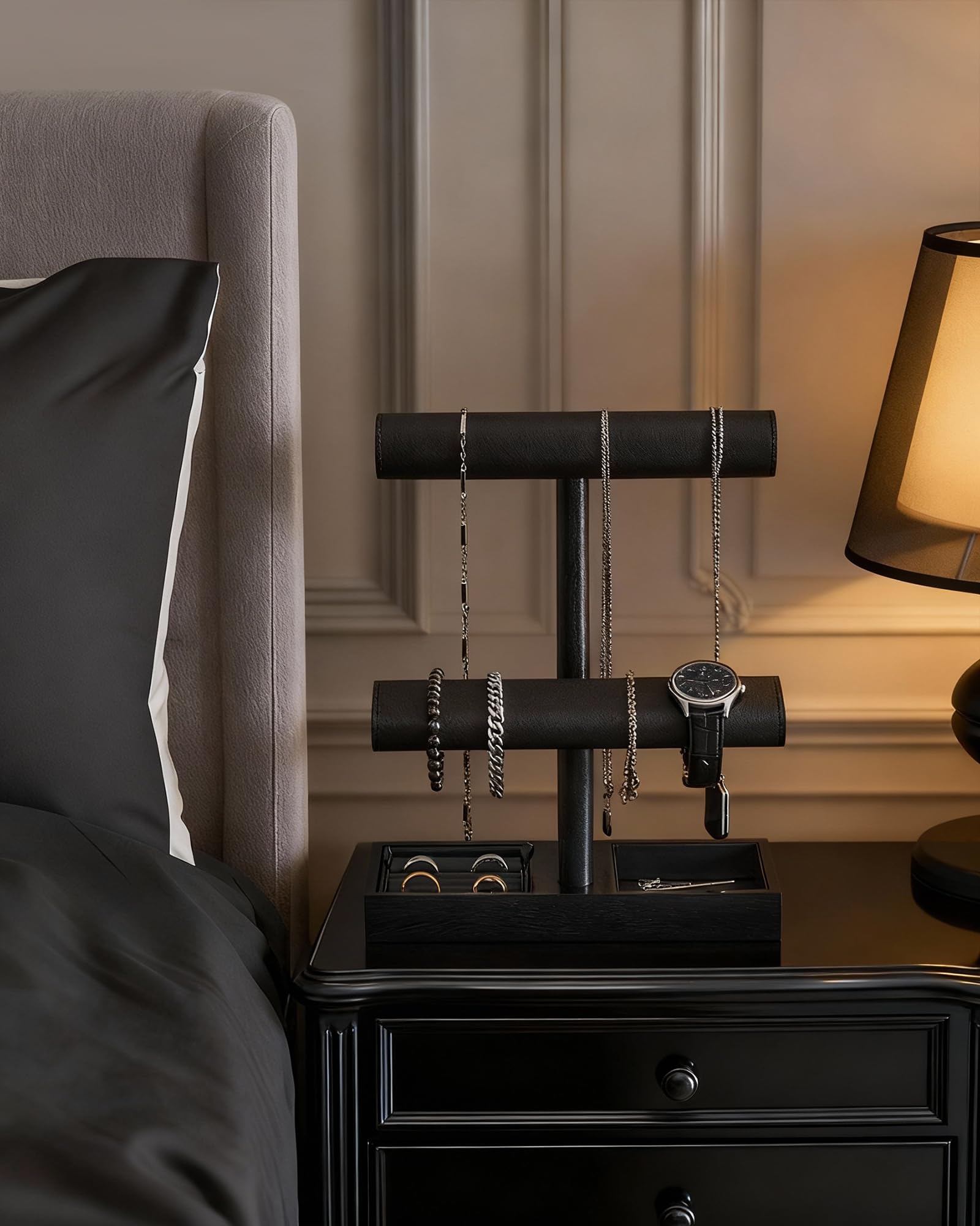 Wooden T-Bar Jewelry Organizer Stand