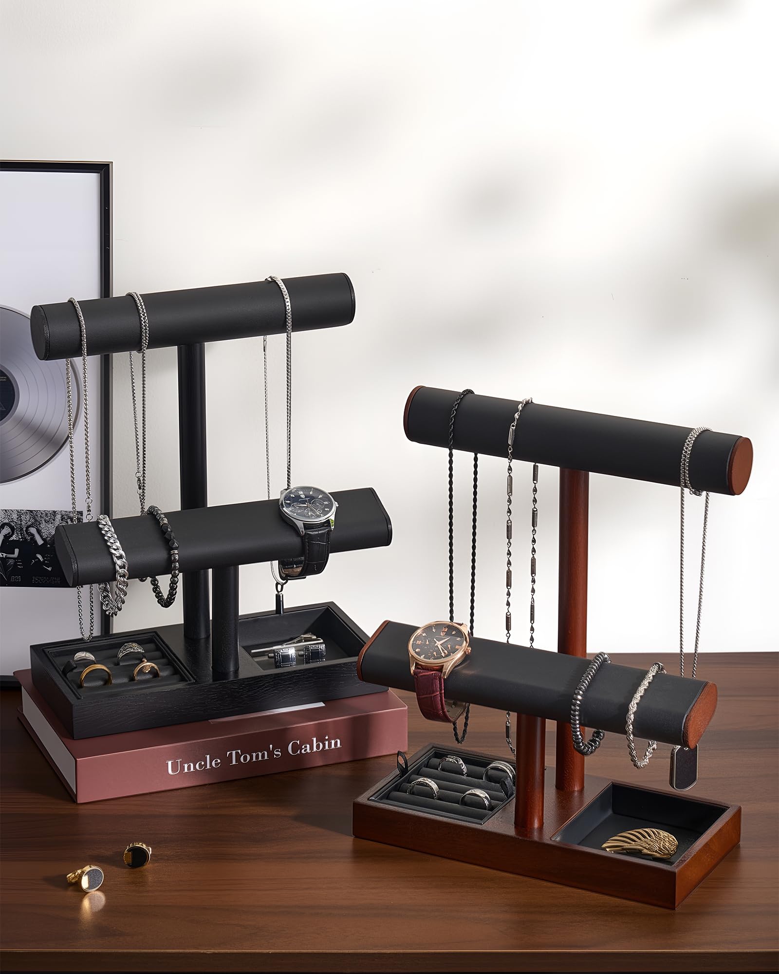 Wooden T-Bar Jewelry Organizer Stand