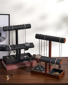 Wooden T-Bar Jewelry Organizer Stand