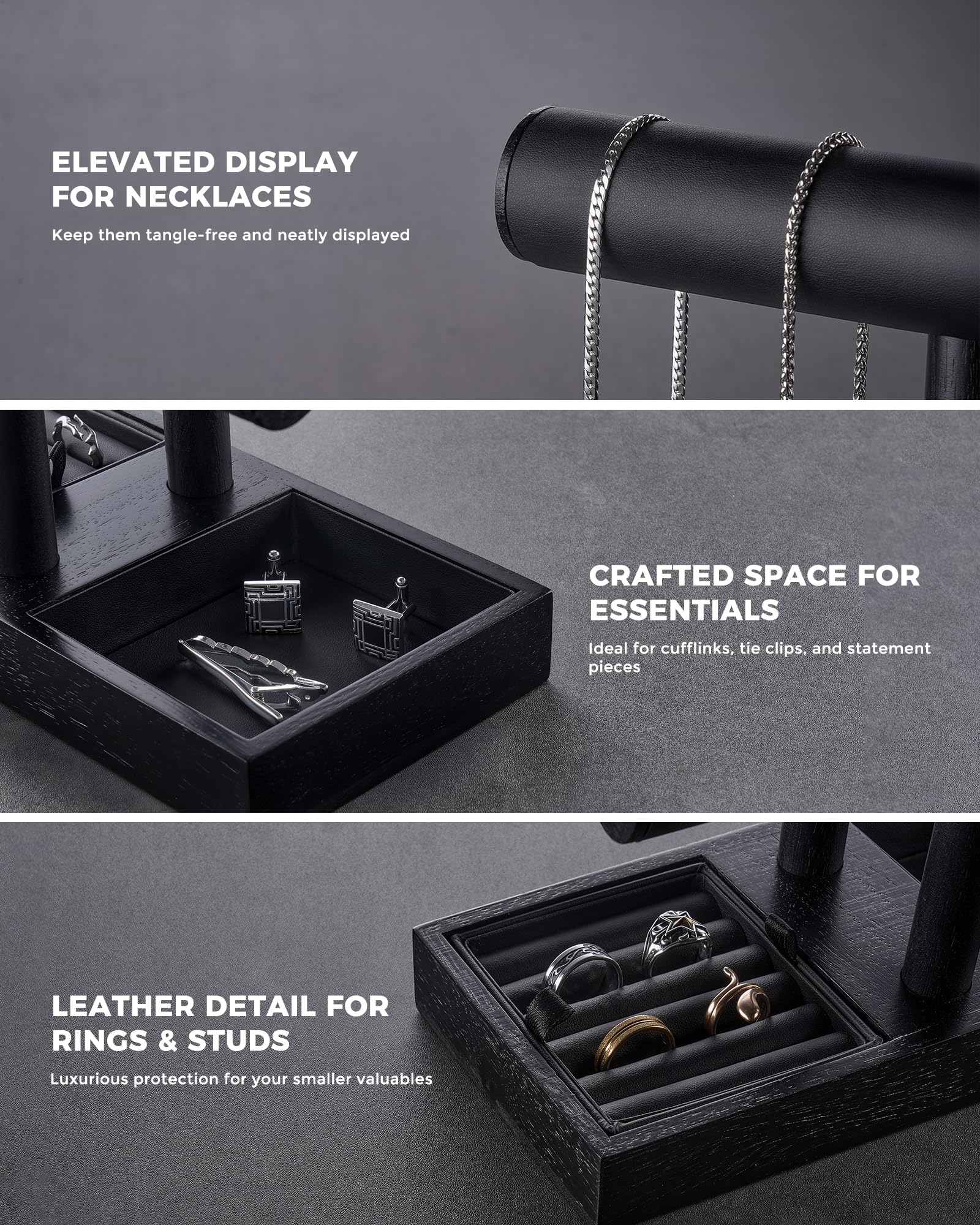 Wooden T-Bar Jewelry Organizer Stand