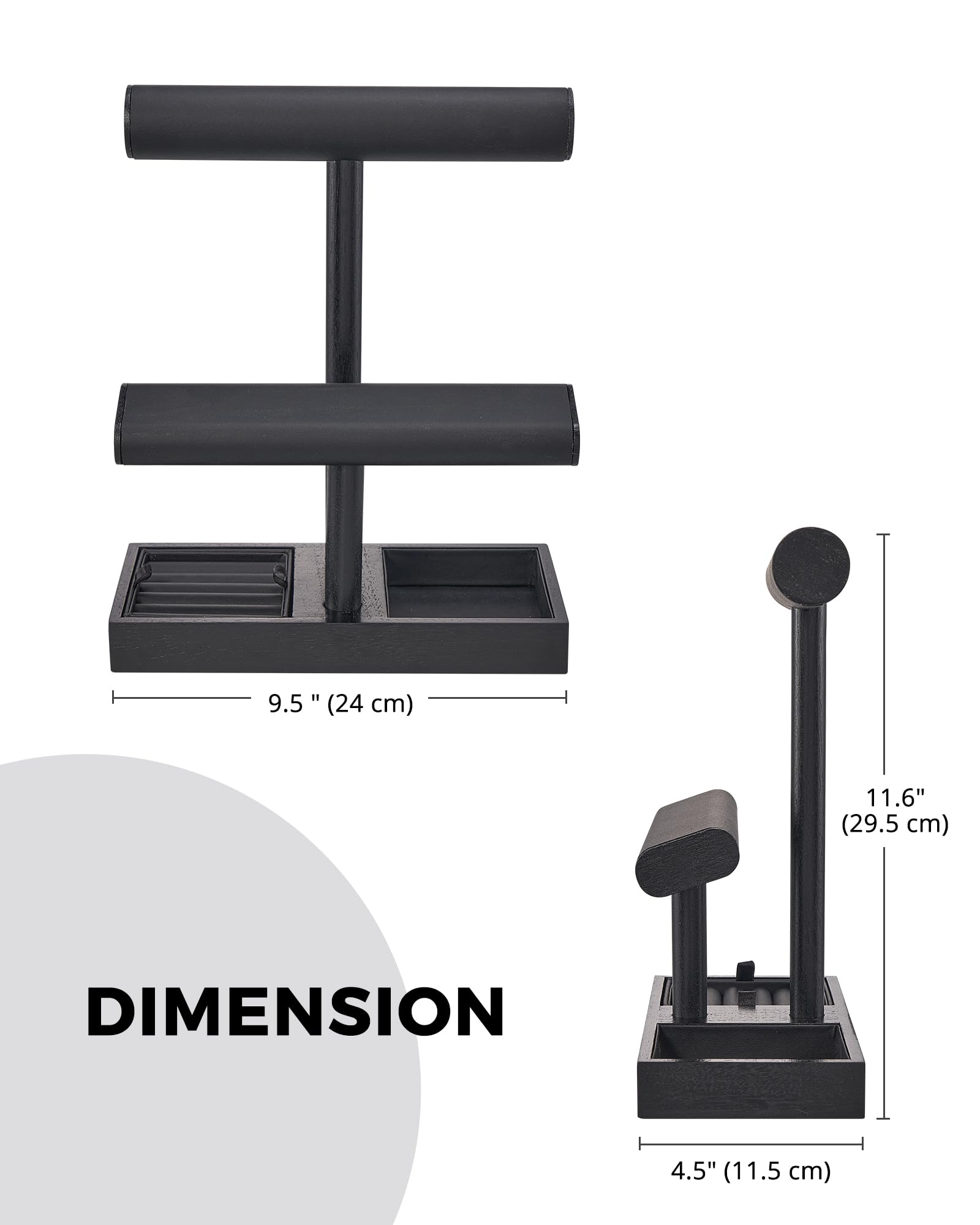 Wooden T-Bar Jewelry Organizer Stand