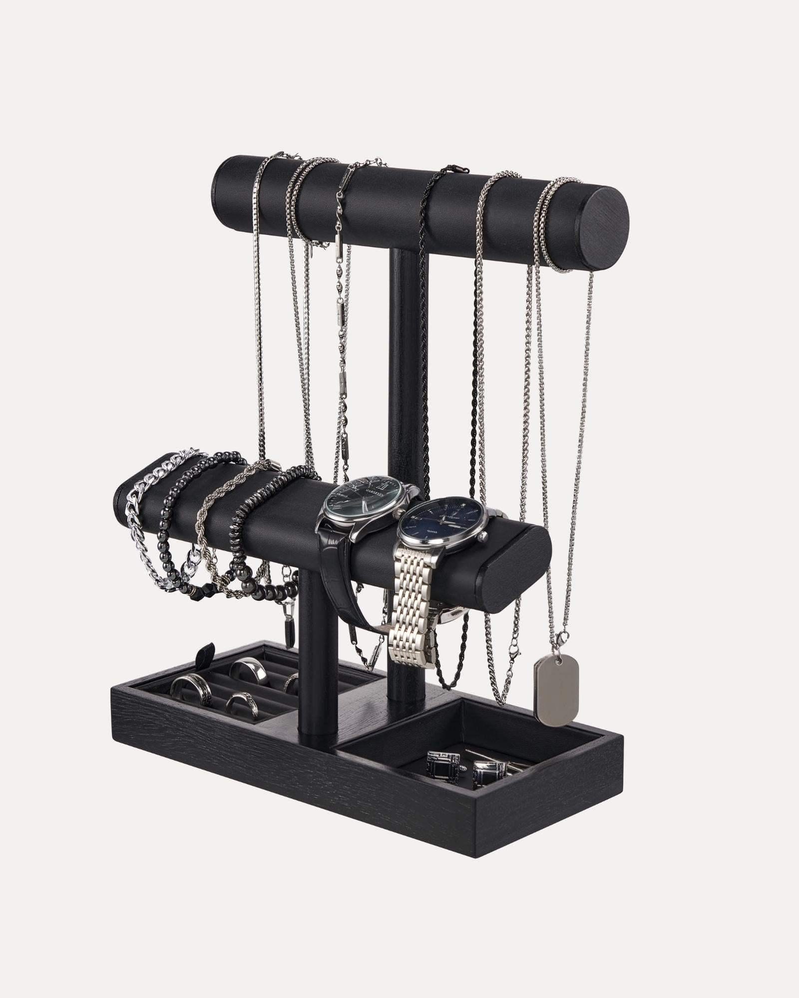 Wooden T-Bar Jewelry Organizer Stand