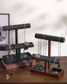 Wooden T-Bar Jewelry Organizer Stand