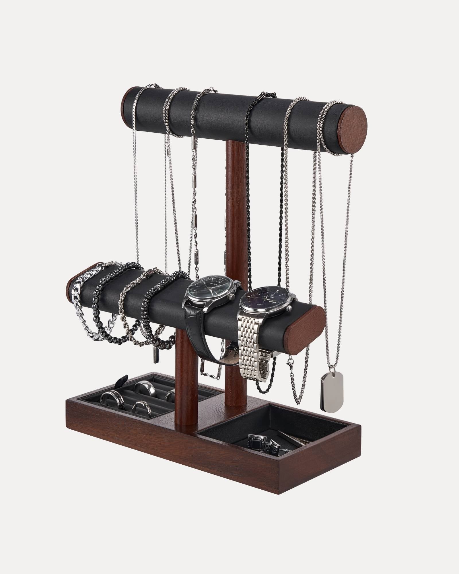 Wooden T-Bar Jewelry Organizer Stand