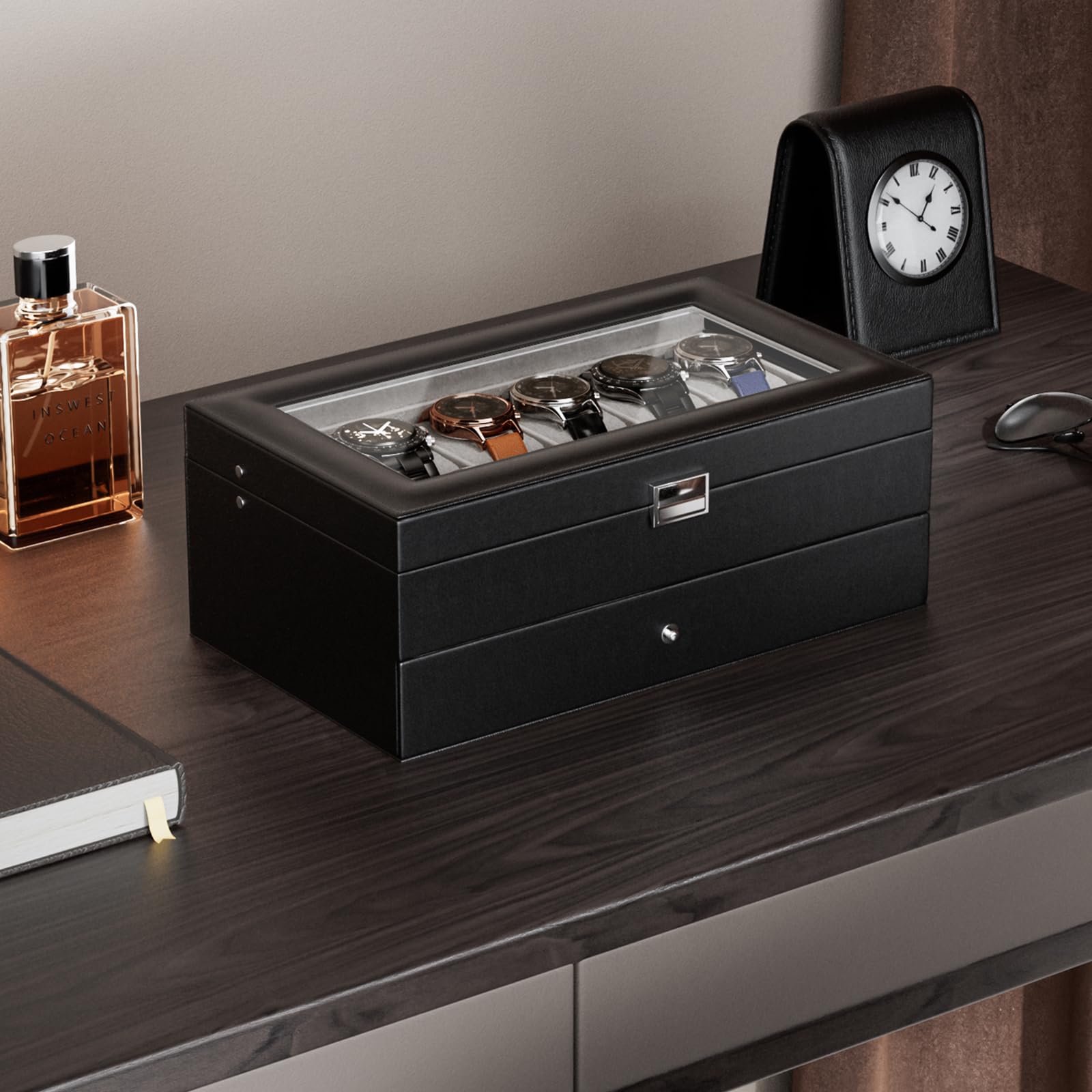 2-Layer PU Leather Watch Case for Watches & Accessories