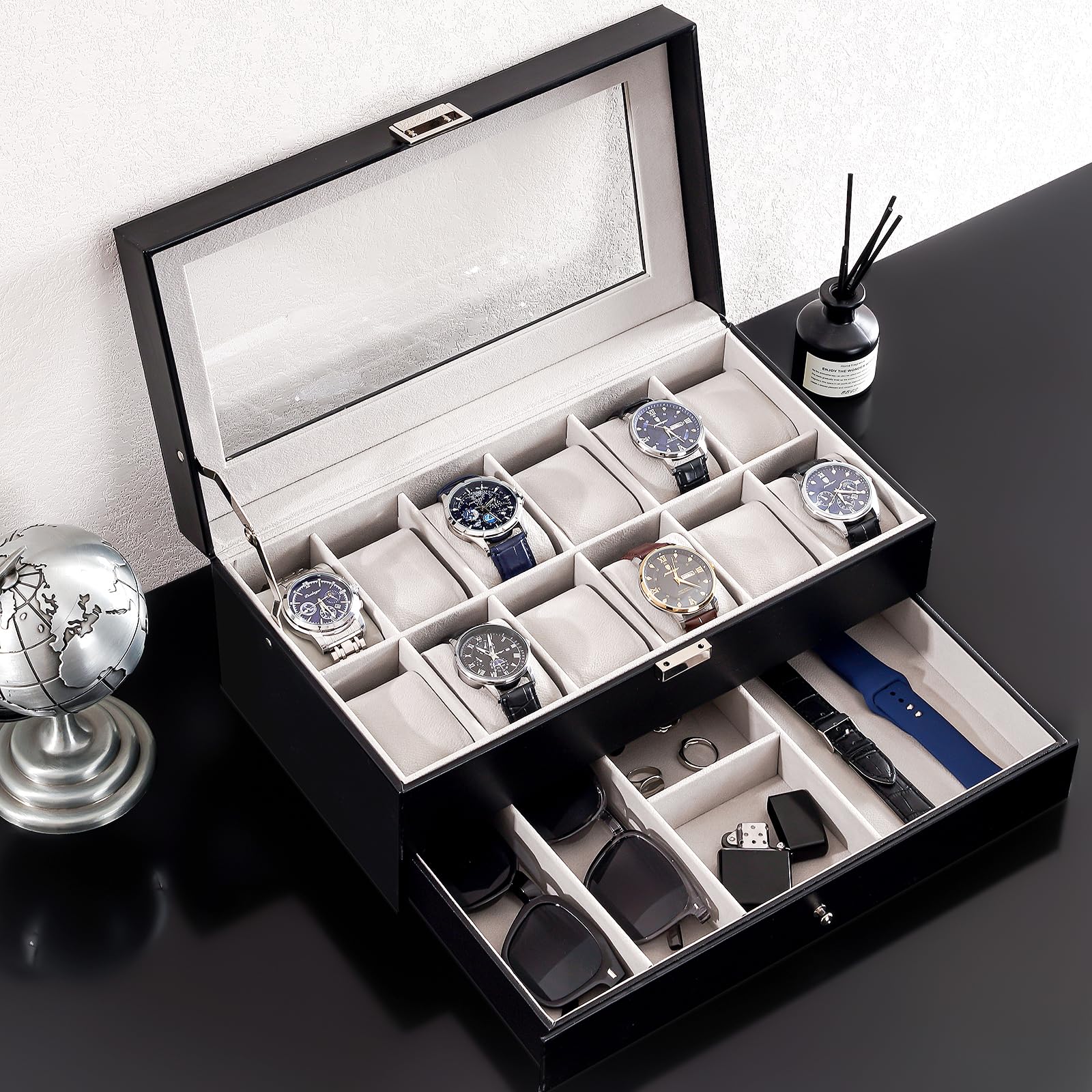 2-Layer PU Leather Watch Case for Watches & Accessories