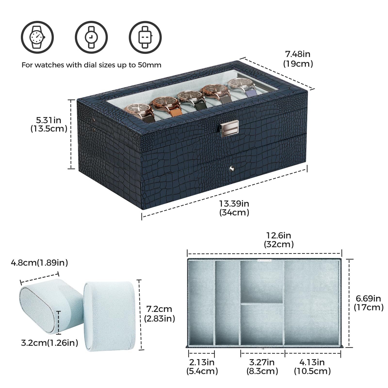 2-Layer PU Leather Watch Case for Watches & Accessories