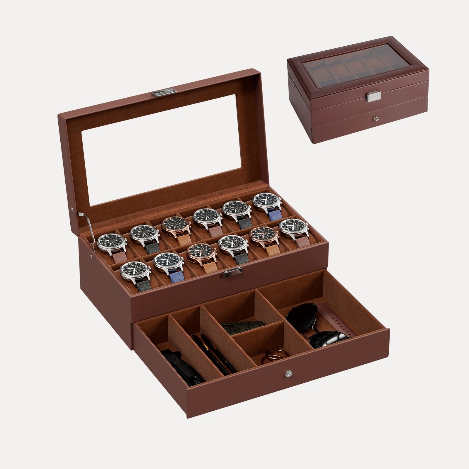 2-Layer PU Leather Watch Case for Watches & Accessories