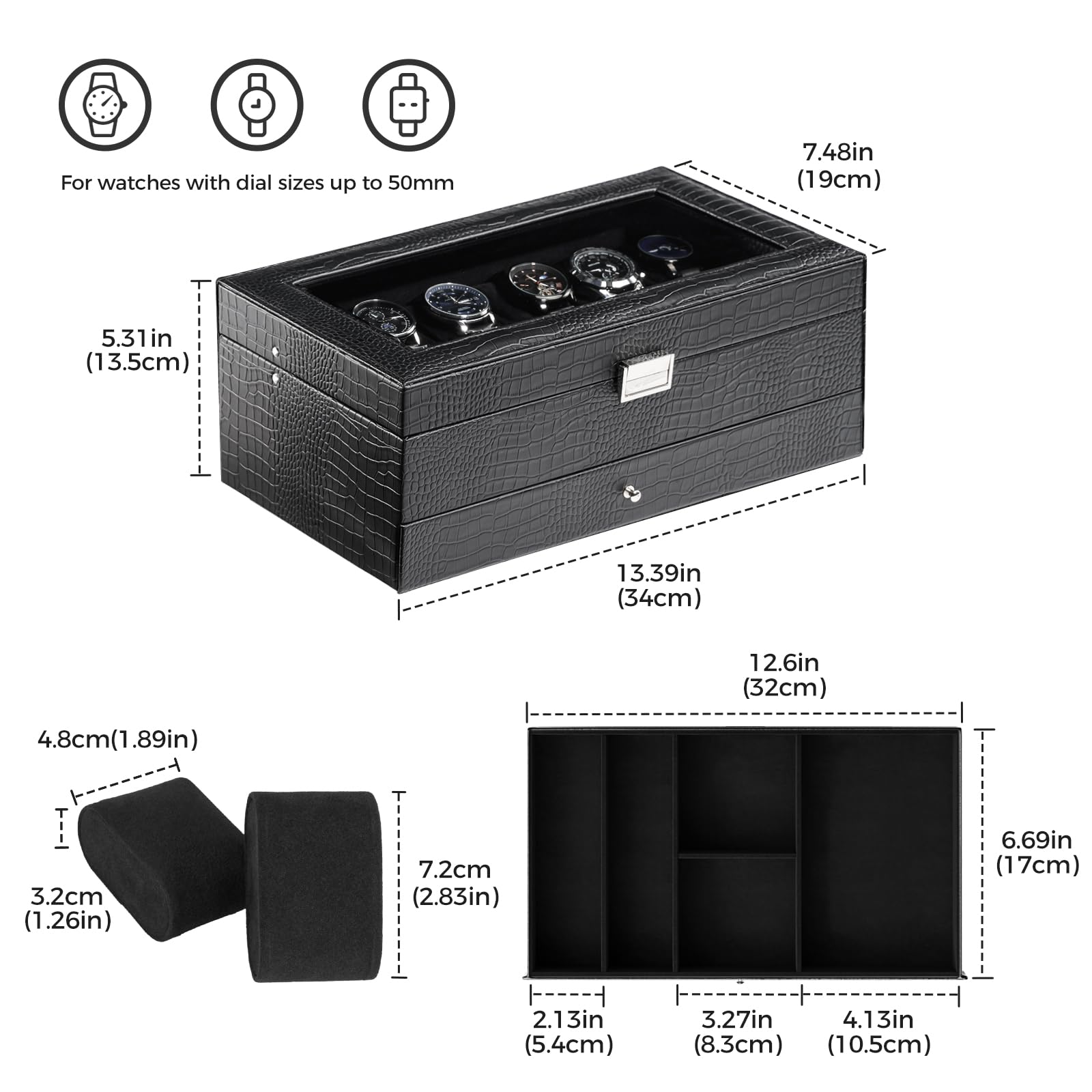 2-Layer PU Leather Watch Case for Watches & Accessories