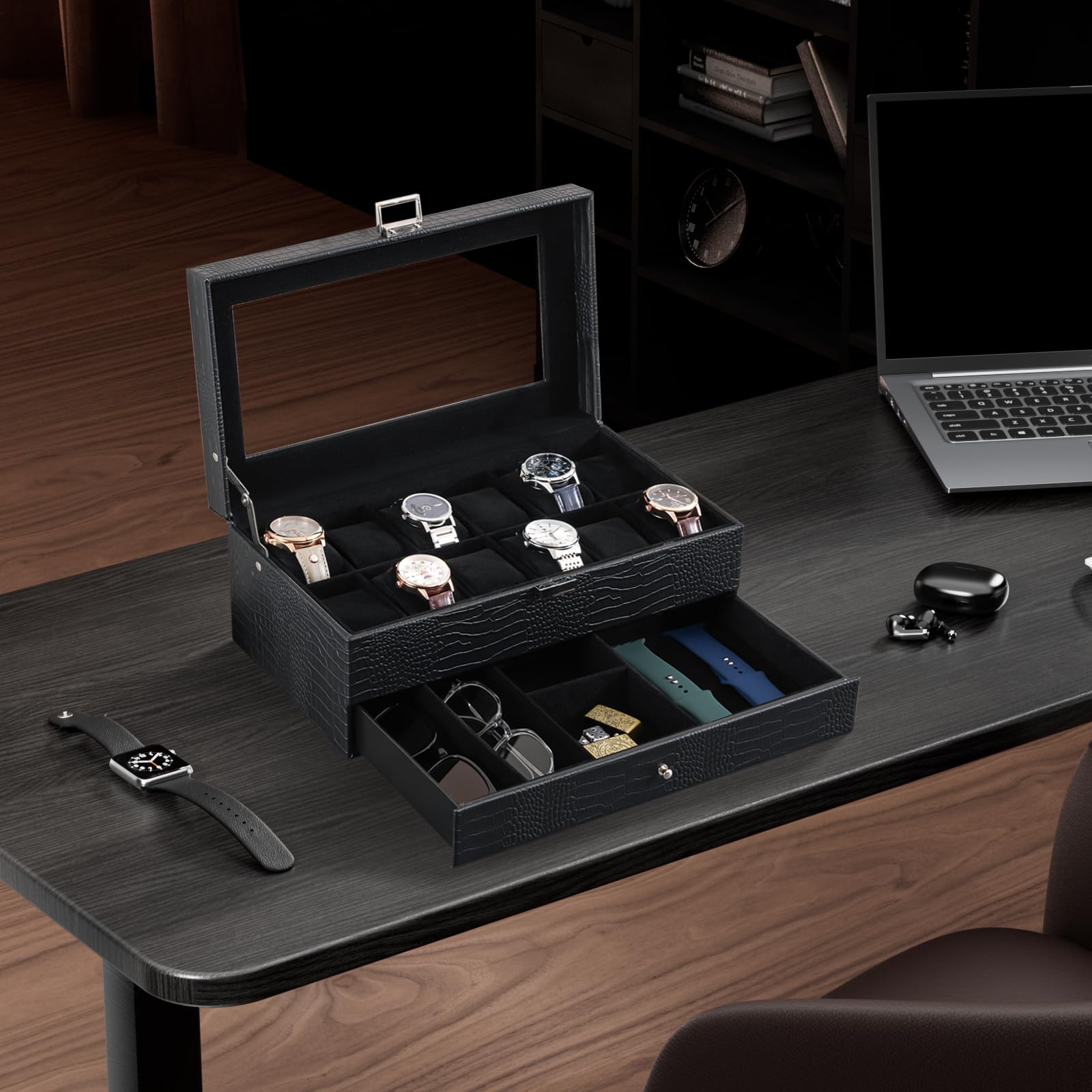 2-Layer PU Leather Watch Case for Watches & Accessories