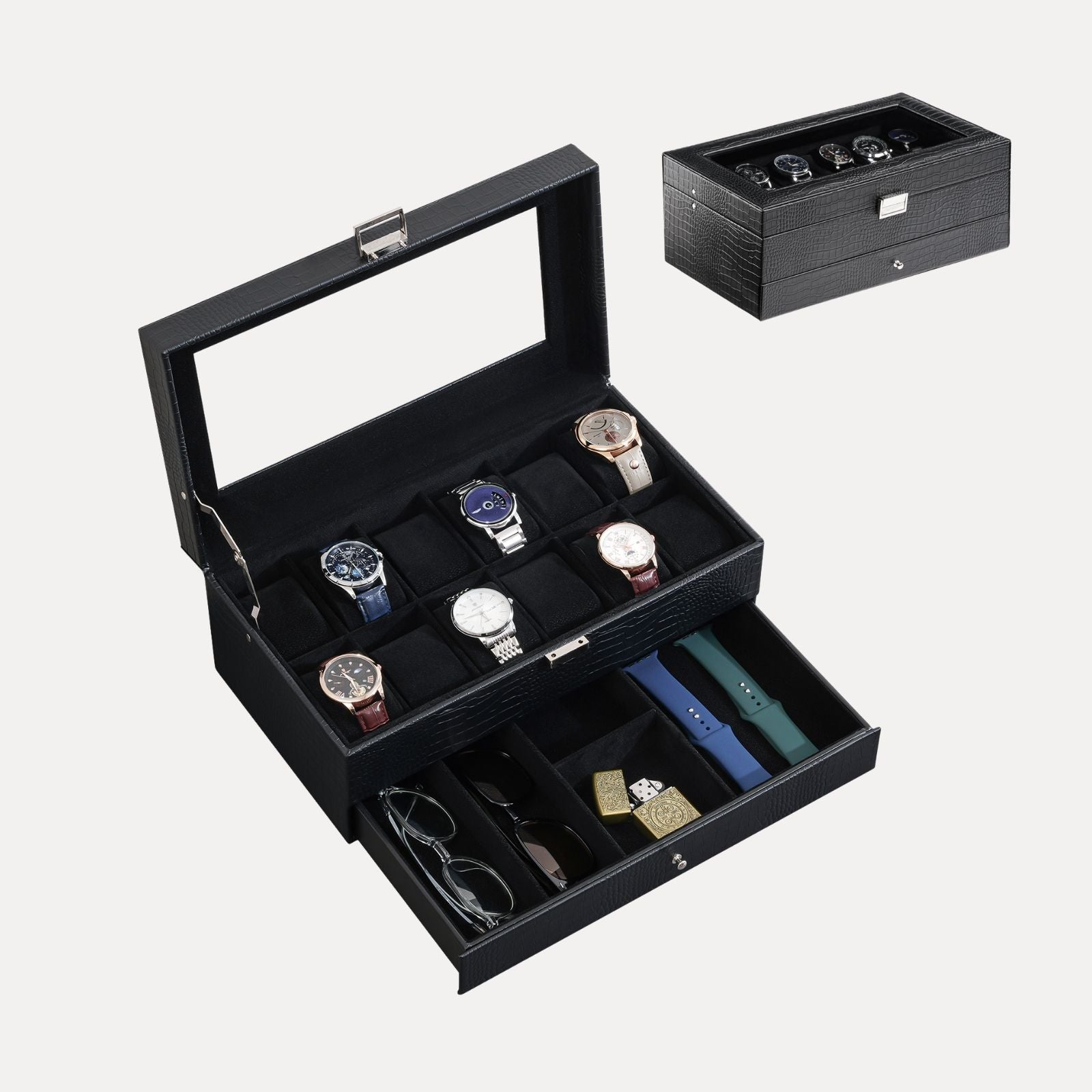 2-Layer PU Leather Watch Case for Watches & Accessories