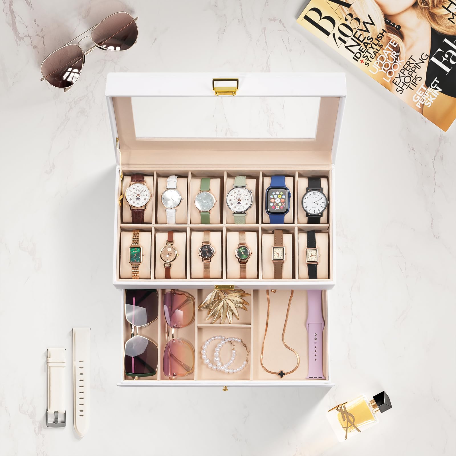 2-Layer PU Leather Watch Case for Watches & Accessories