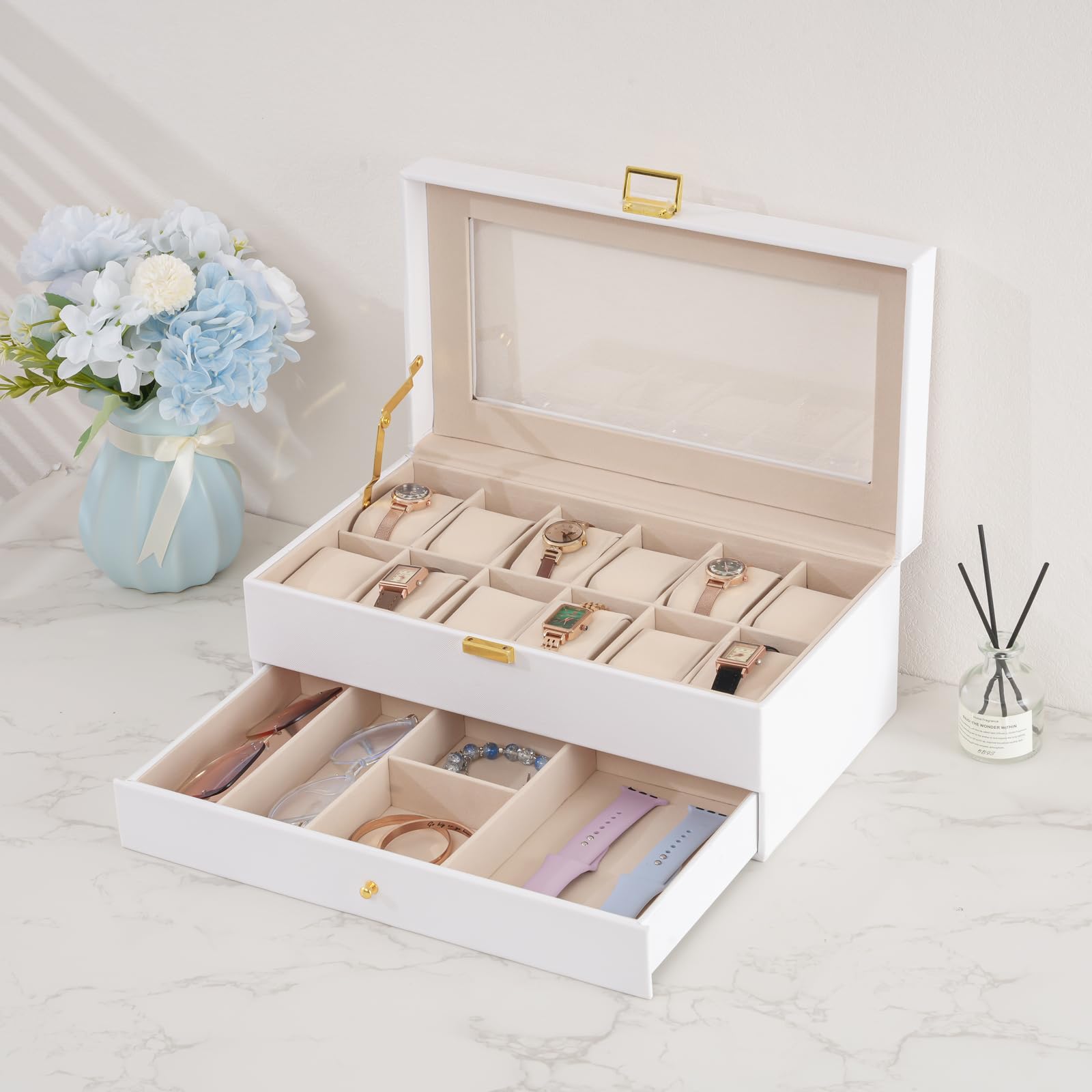 2-Layer PU Leather Watch Case for Watches & Accessories