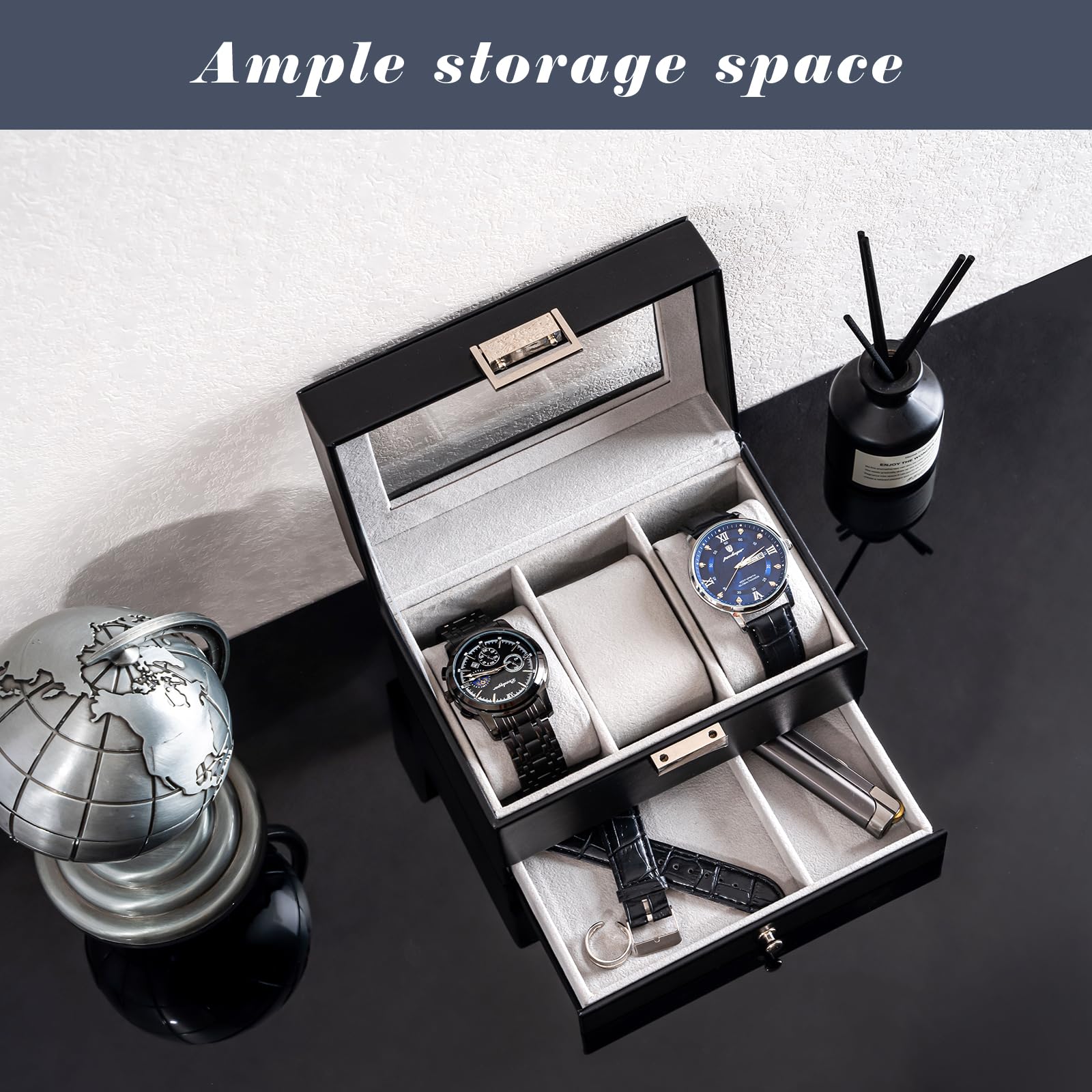 2-Layer PU Leather Watch Case for Watches & Accessories