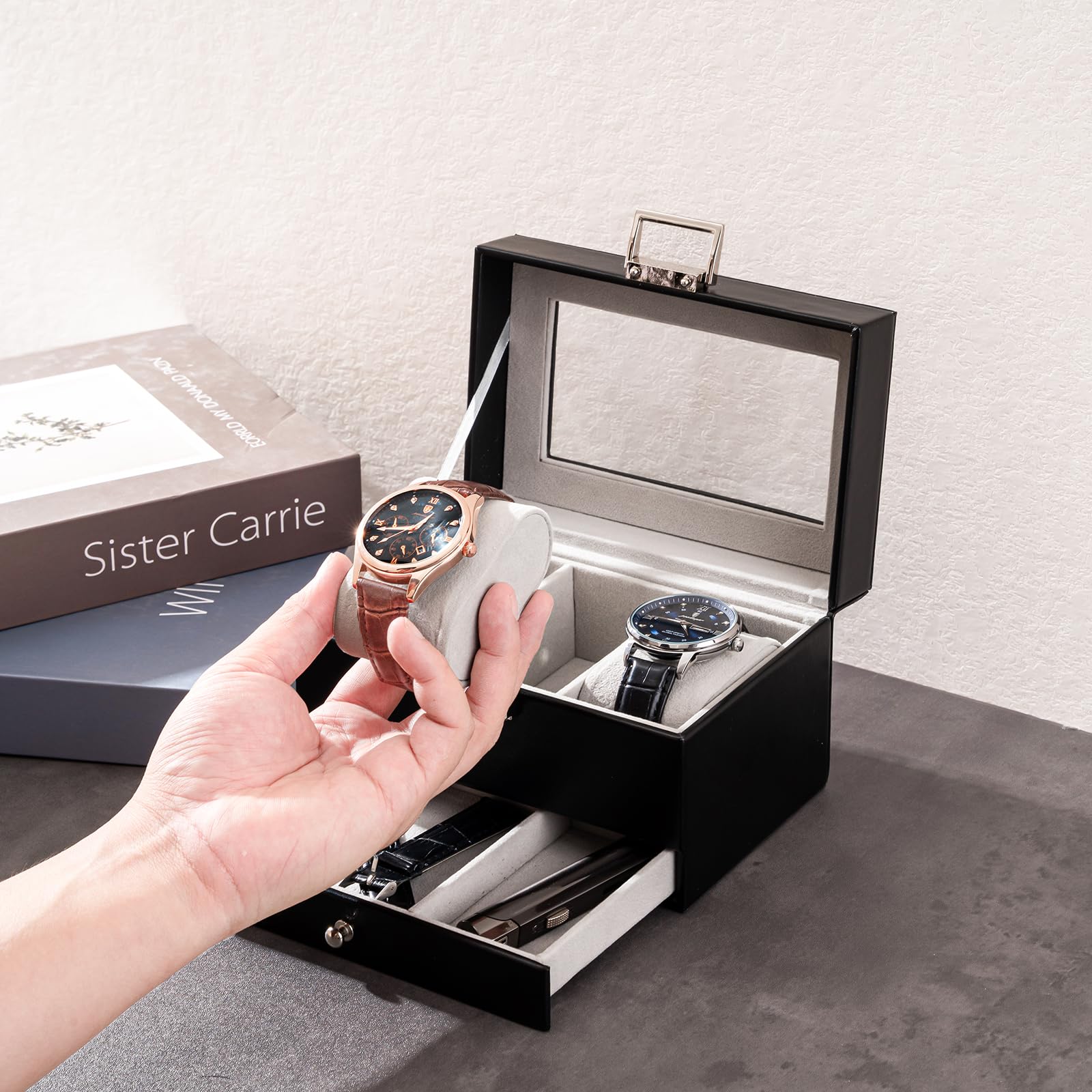 2-Layer PU Leather Watch Case for Watches & Accessories