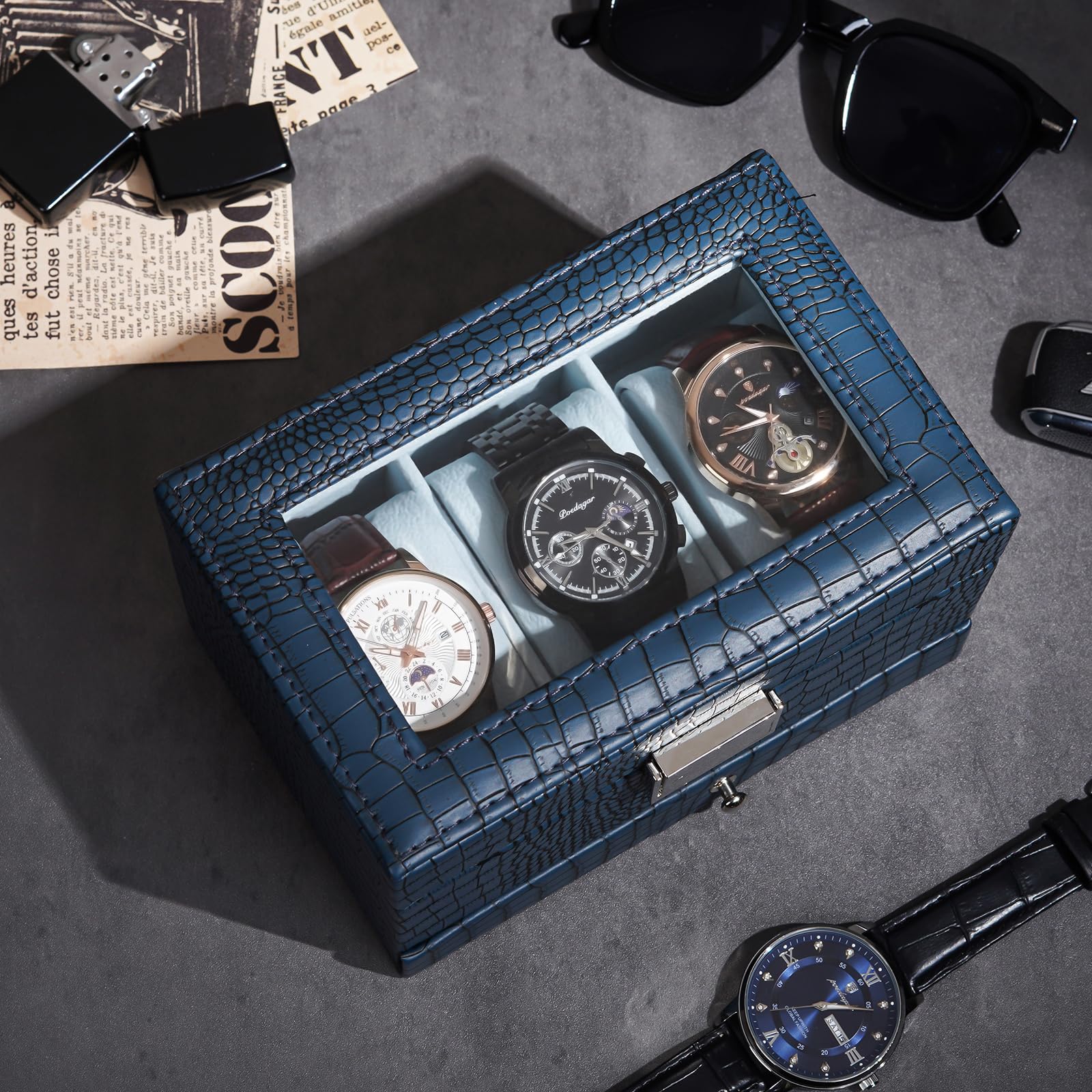 2-Layer PU Leather Watch Case for Watches & Accessories