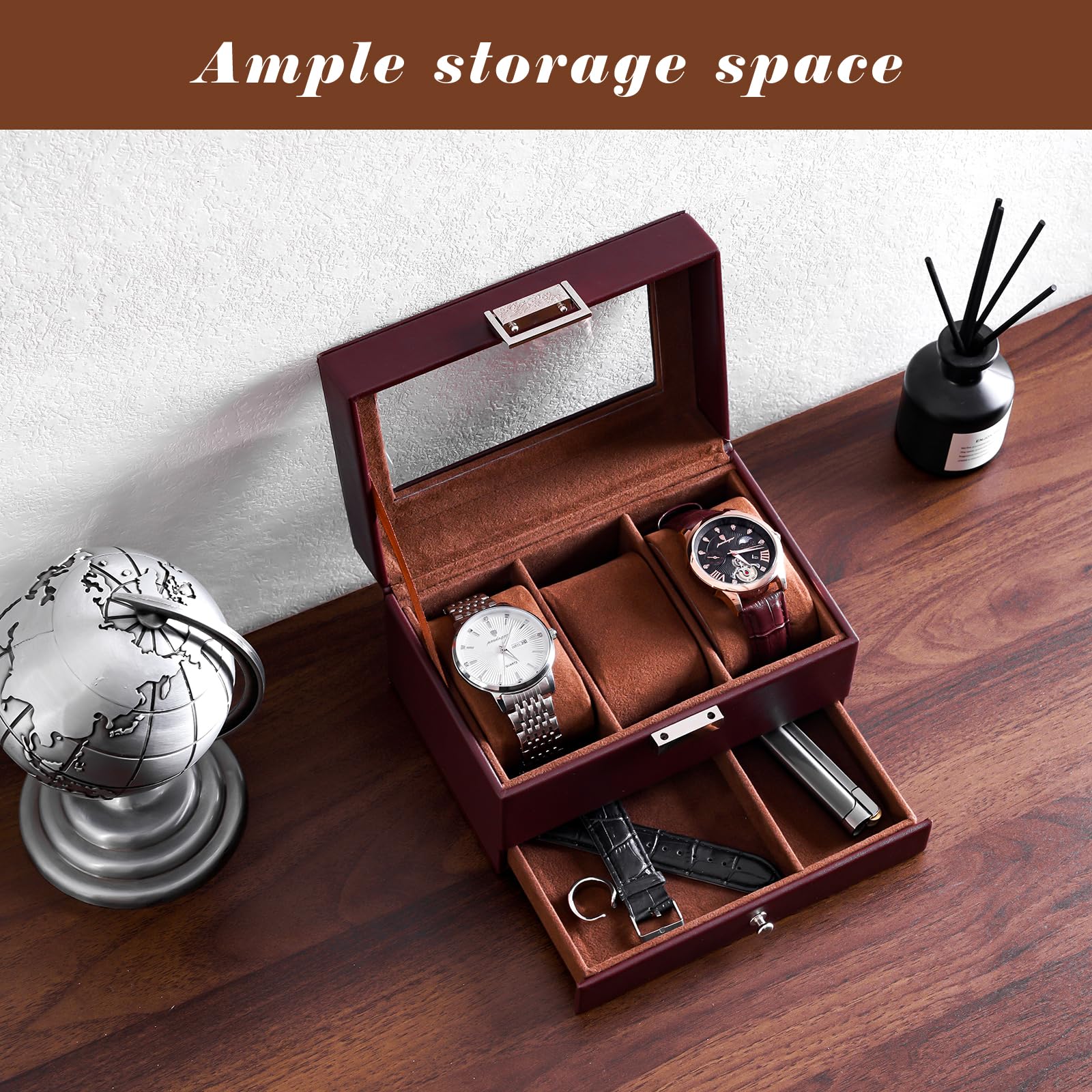 2-Layer PU Leather Watch Case for Watches & Accessories