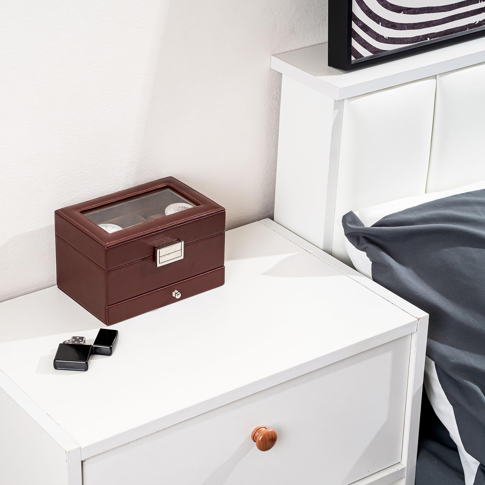 2-Layer PU Leather Watch Case for Watches & Accessories