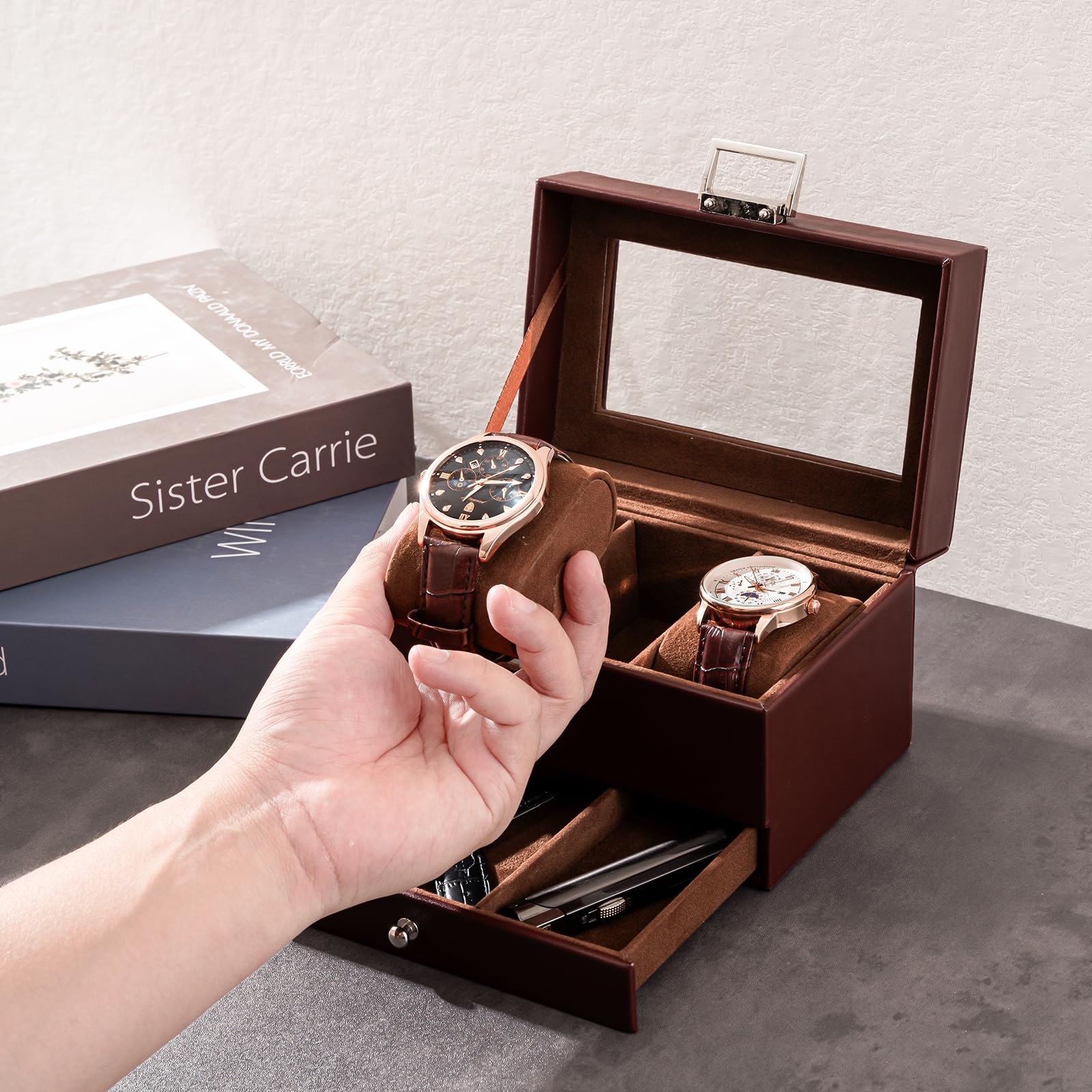 2-Layer PU Leather Watch Case for Watches & Accessories