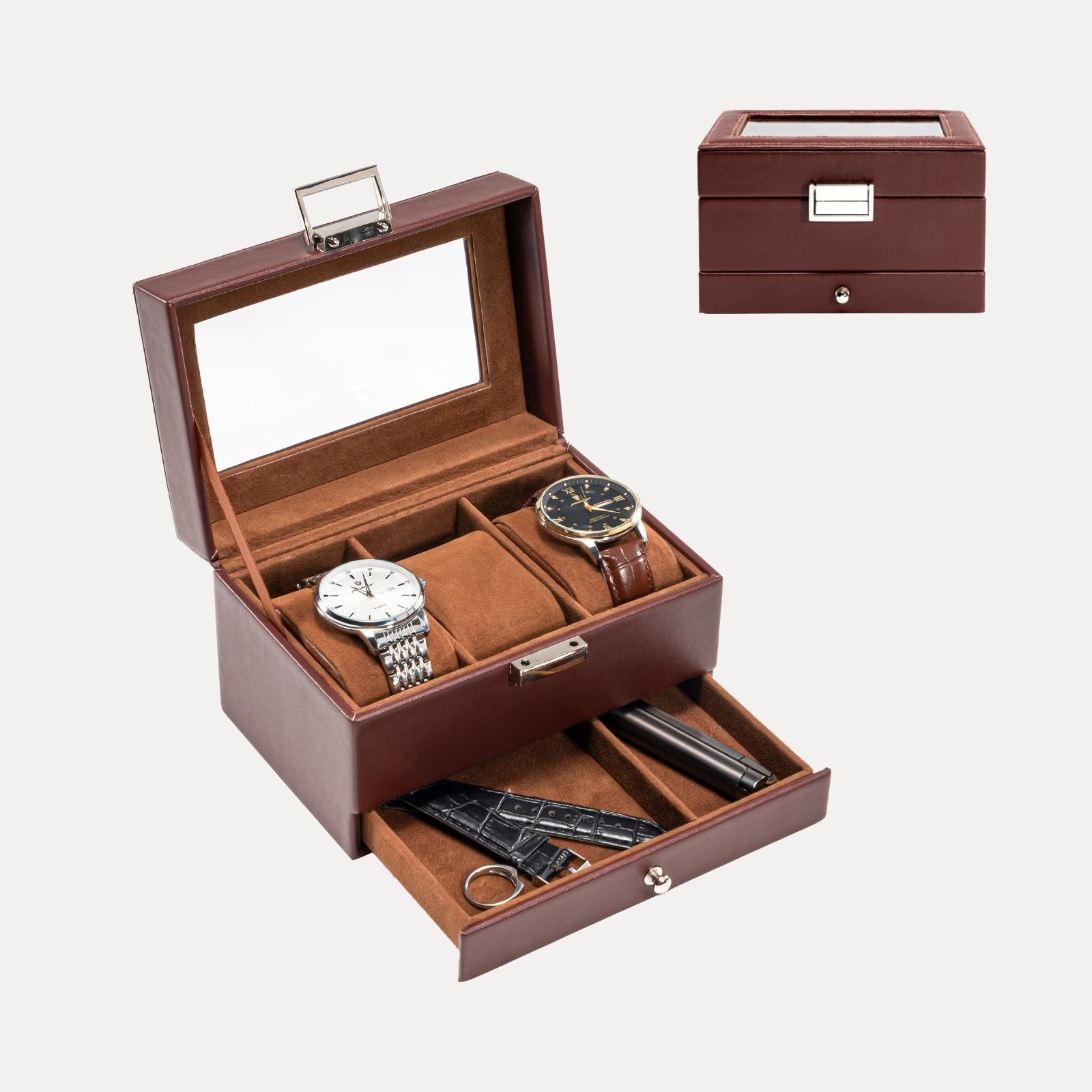 2-Layer PU Leather Watch Case for Watches & Accessories