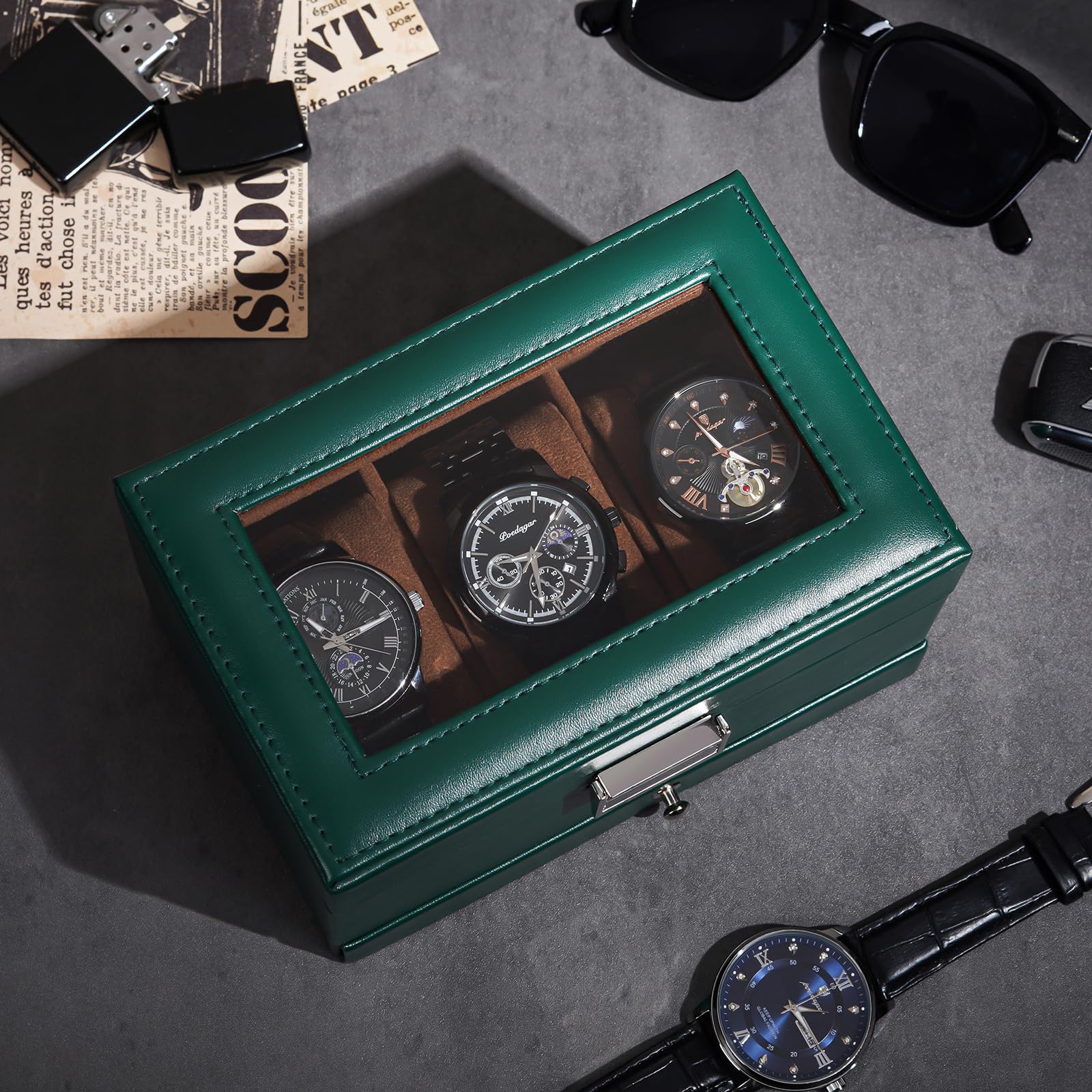 2-Layer PU Leather Watch Case for Watches & Accessories