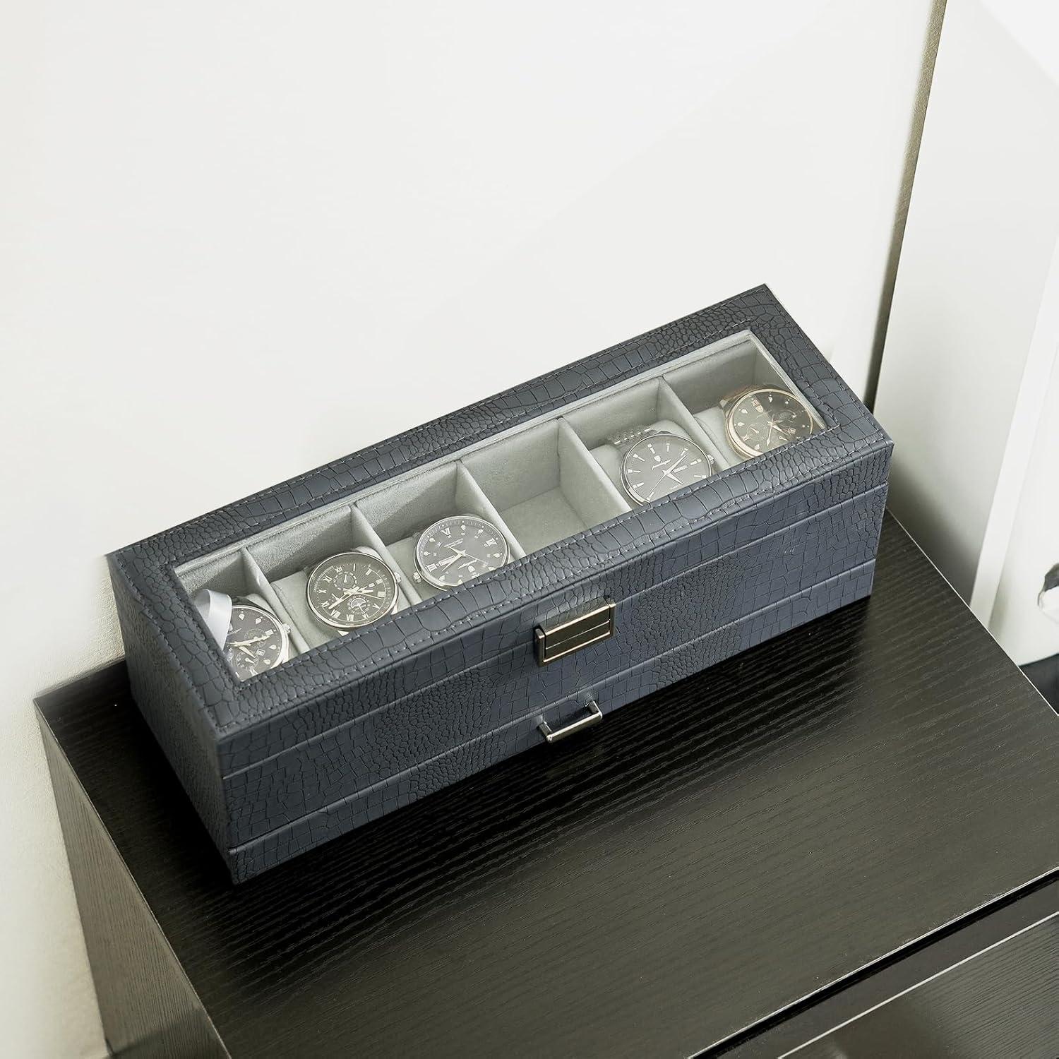 6 Slot 2-Layer Watch Display Case with Drawer