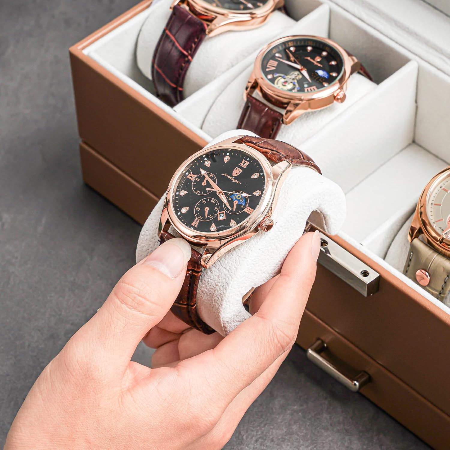 6 Slot 2-Layer Watch Display Case with Drawer