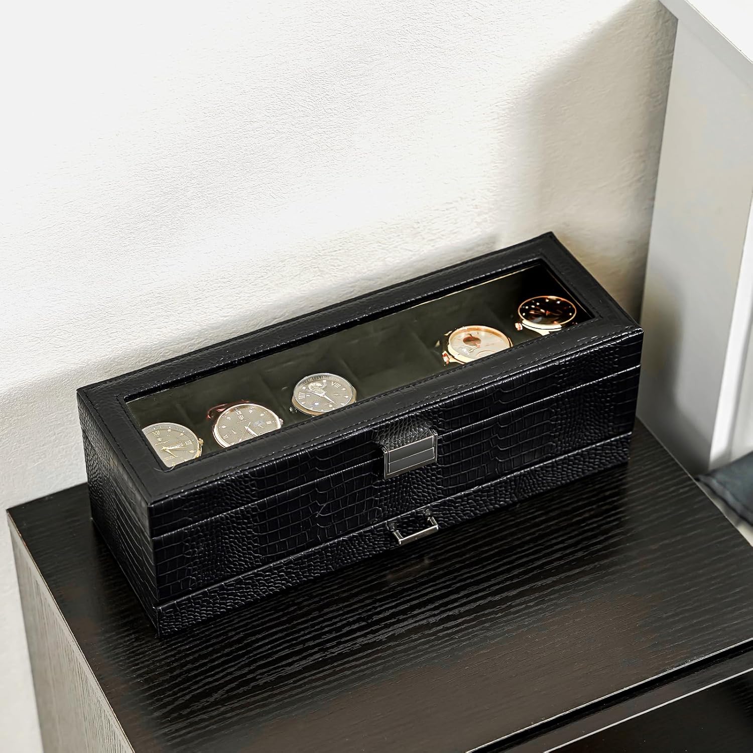 6 Slot 2-Layer Watch Display Case with Drawer