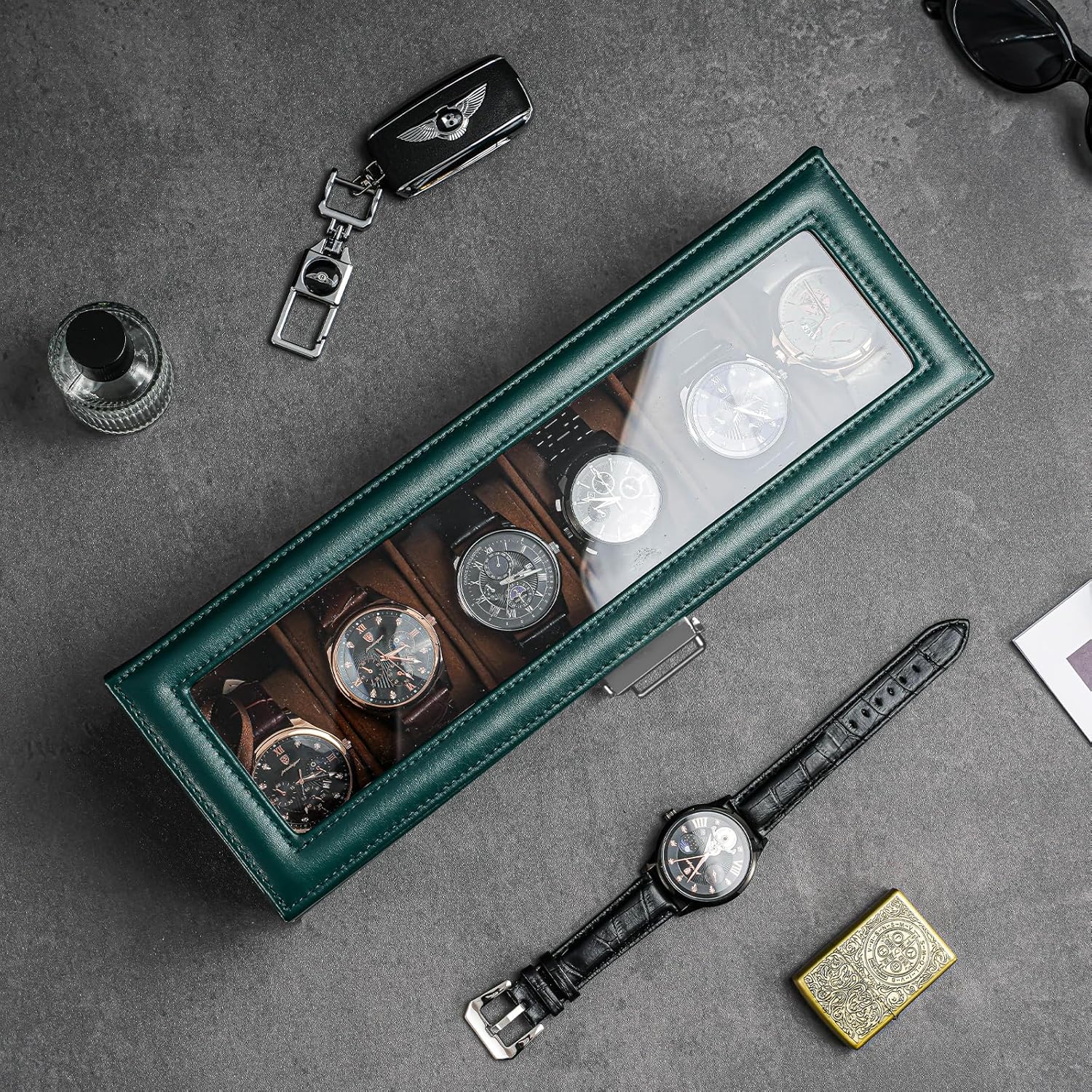 6 Slot 2-Layer Watch Display Case with Drawer