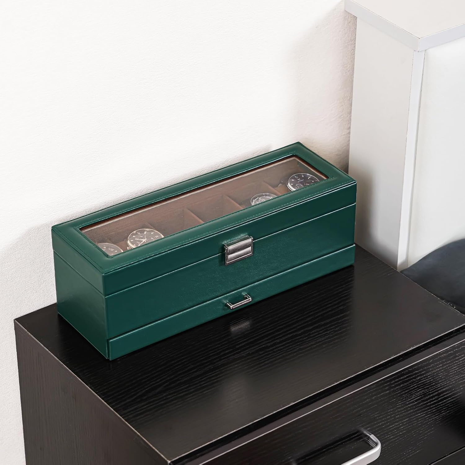 6 Slot 2-Layer Watch Display Case with Drawer