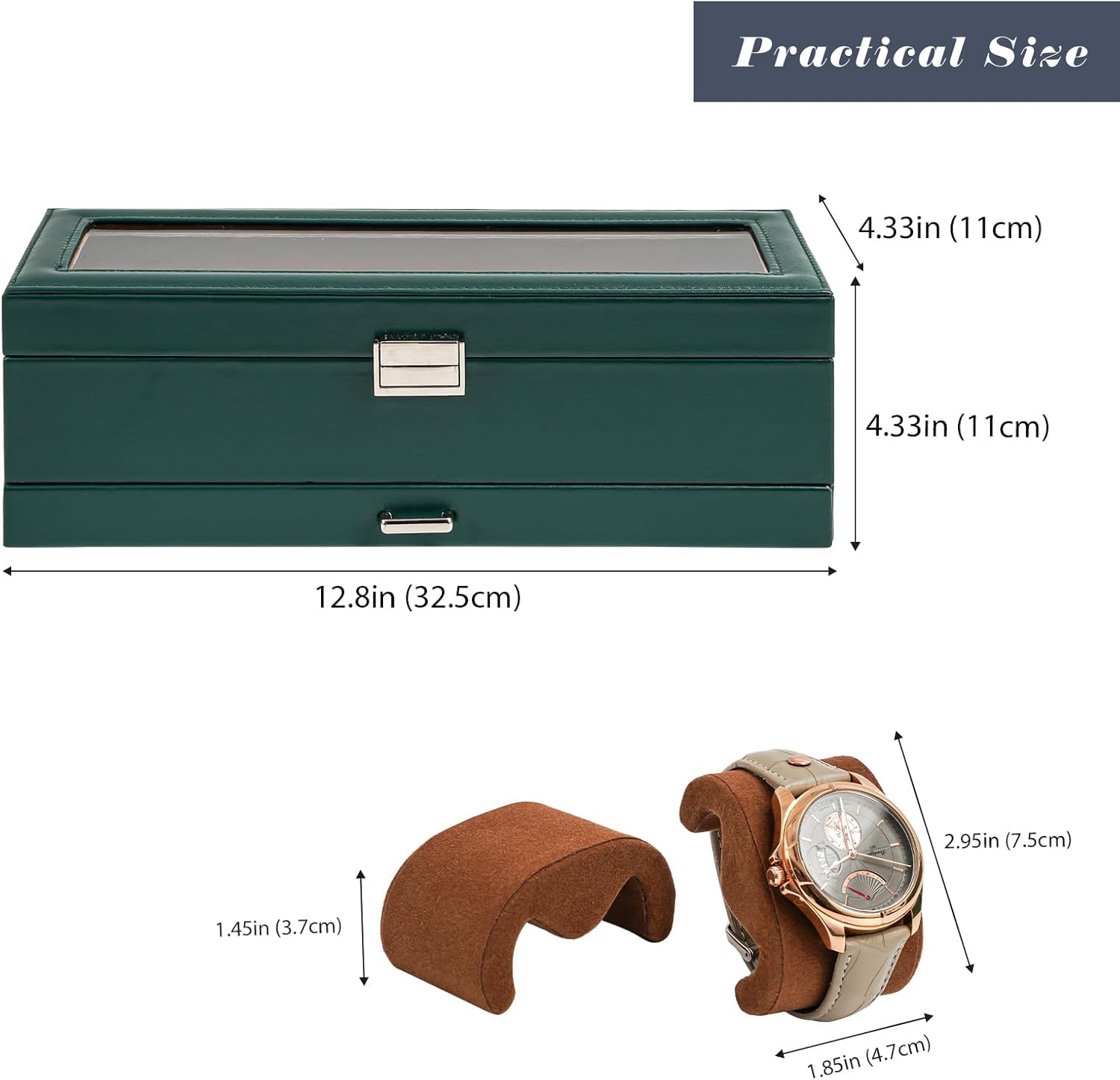 6 Slot 2-Layer Watch Display Case with Drawer