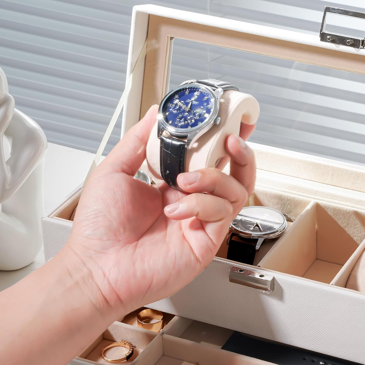 6 Slot 2-Layer Watch Display Case with Drawer