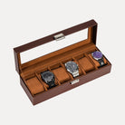 6 Slot Watch Display Case with Glass Lid