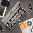 6 Slot Watch Display Case with Glass Lid