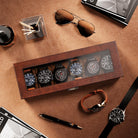 6 Slot Watch Display Case with Glass Lid