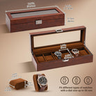 6 Slot Watch Display Case with Glass Lid