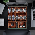 2-Layer 6 Slot Watch Display Case With Clear Acrylic Lid & Drawer