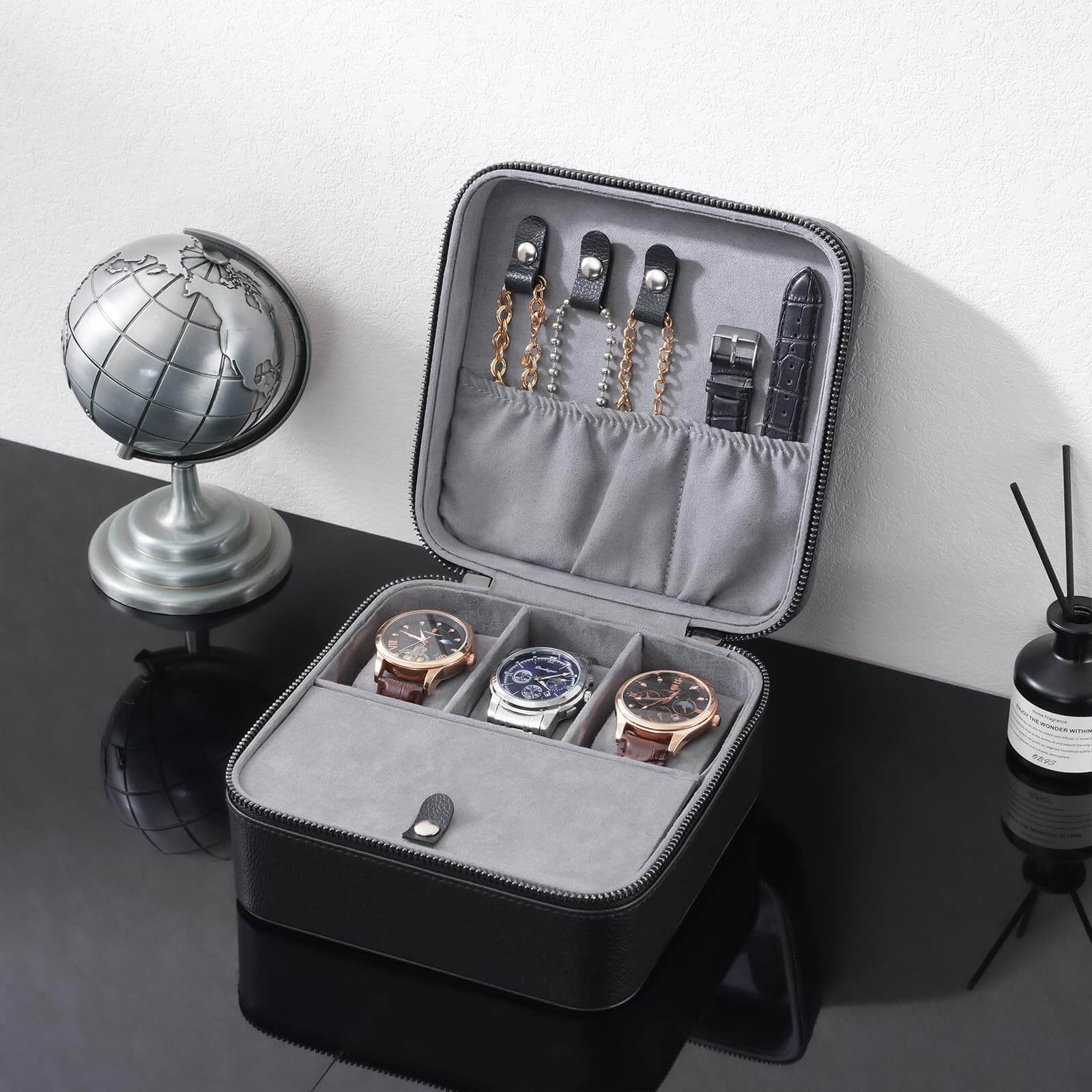 Portable PU Leather Travel Watches Case