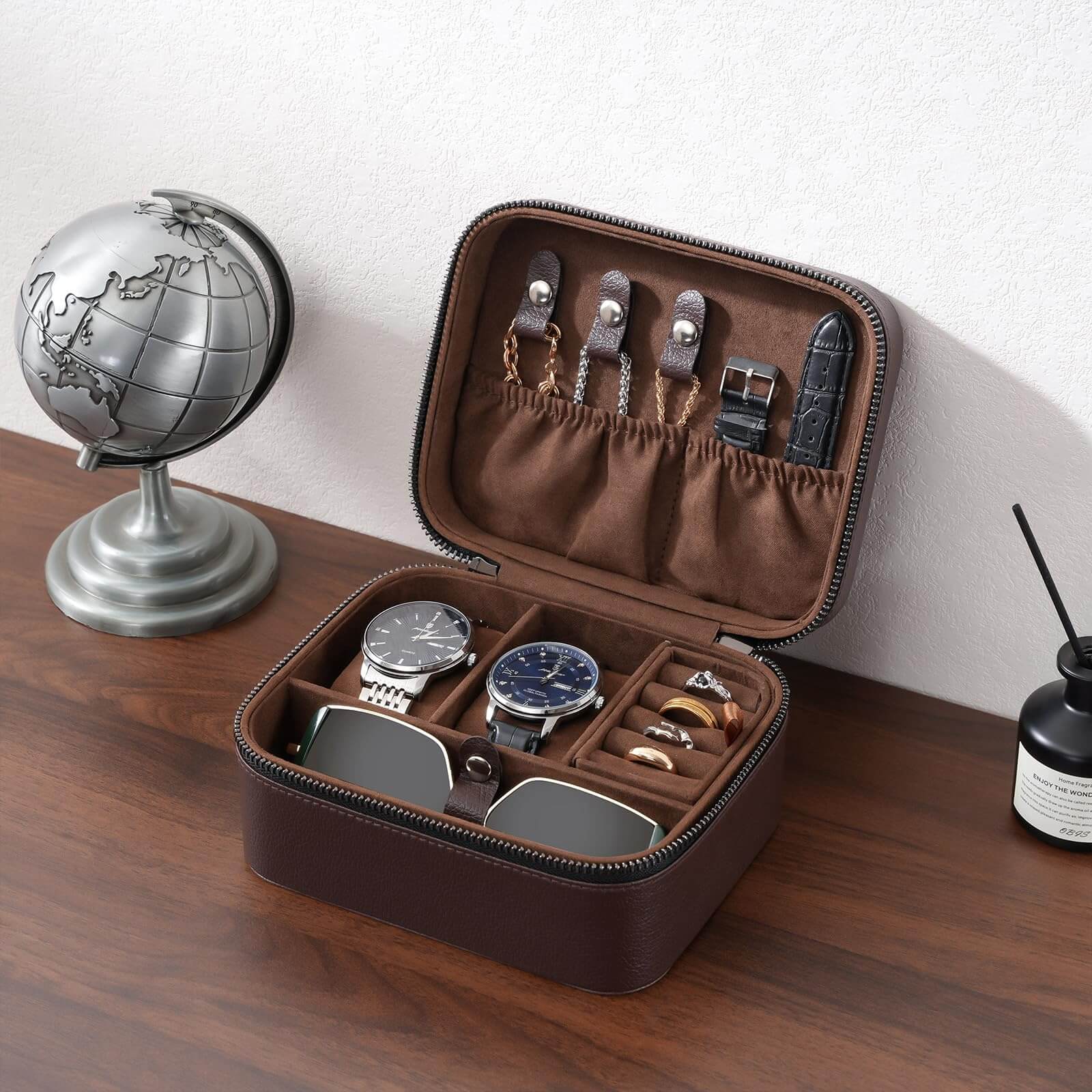 Portable PU Leather Travel Watches Case