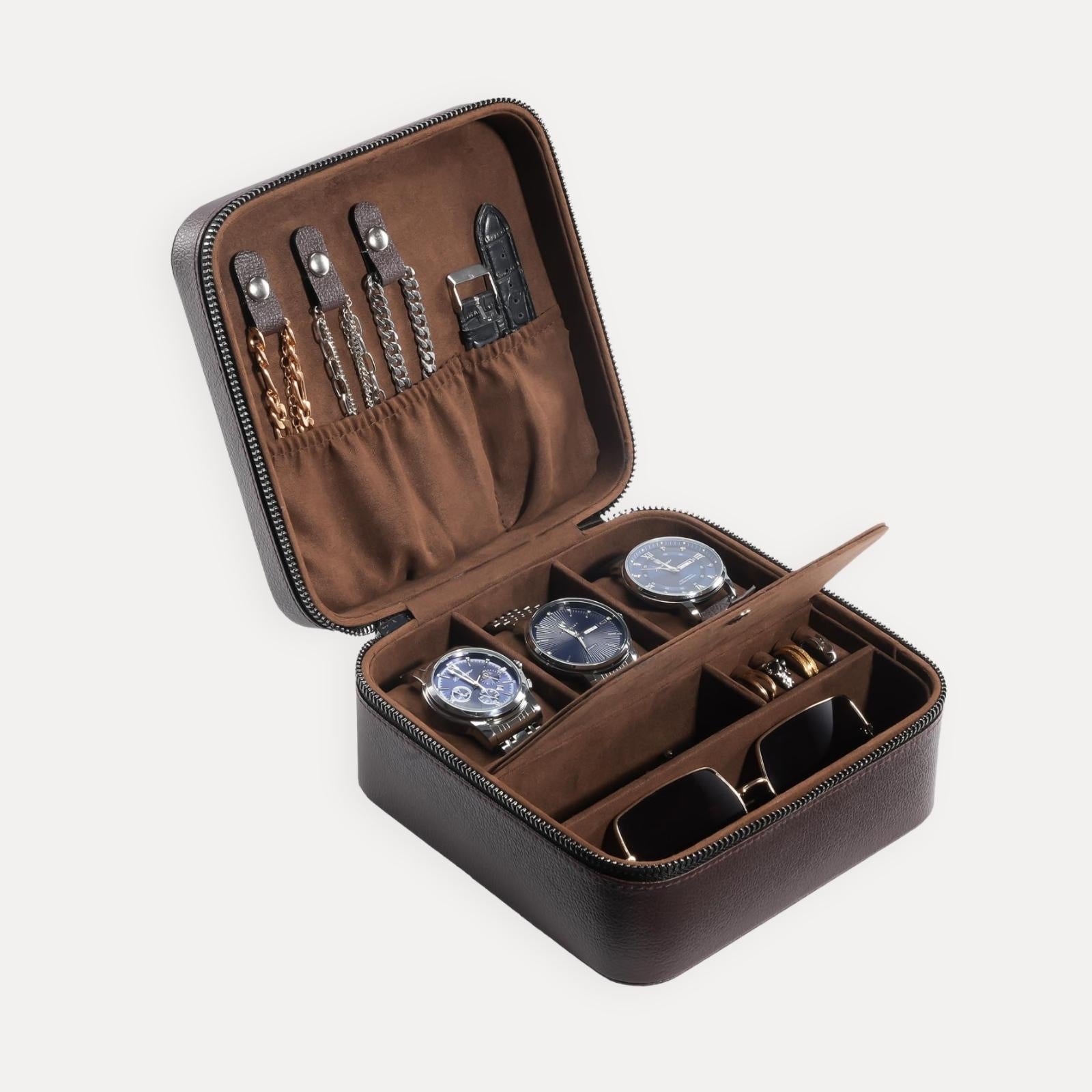 Portable PU Leather Travel Watches Case